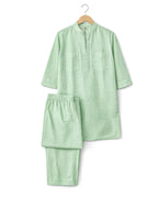 Powder Green Linen Blend Kurta Co-ord Set for Women