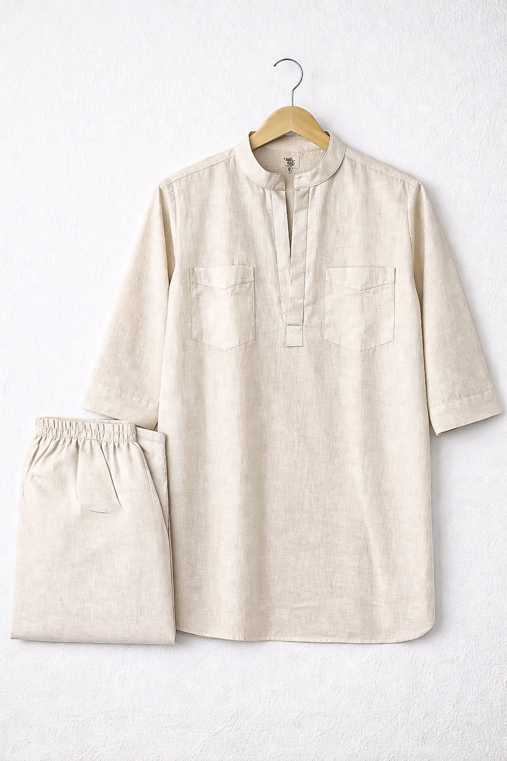 Off-White Linen Blend Kurta Co-ord Set for Women Secondary image