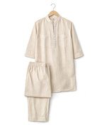 Off-White Linen Blend Kurta Co-ord Set for Women