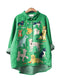 Green shirt with dog illustrations on a Green background