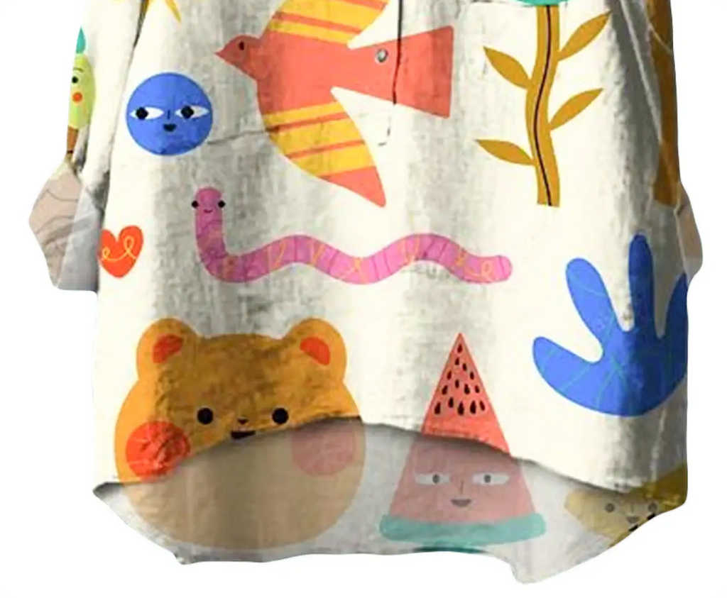 Abstract Printed Relaxed-Fit Shirt for Women | Poly-Cotton Button-Down