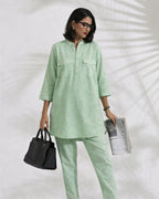 Powder Green Linen Blend Kurta Co-ord Set for Women