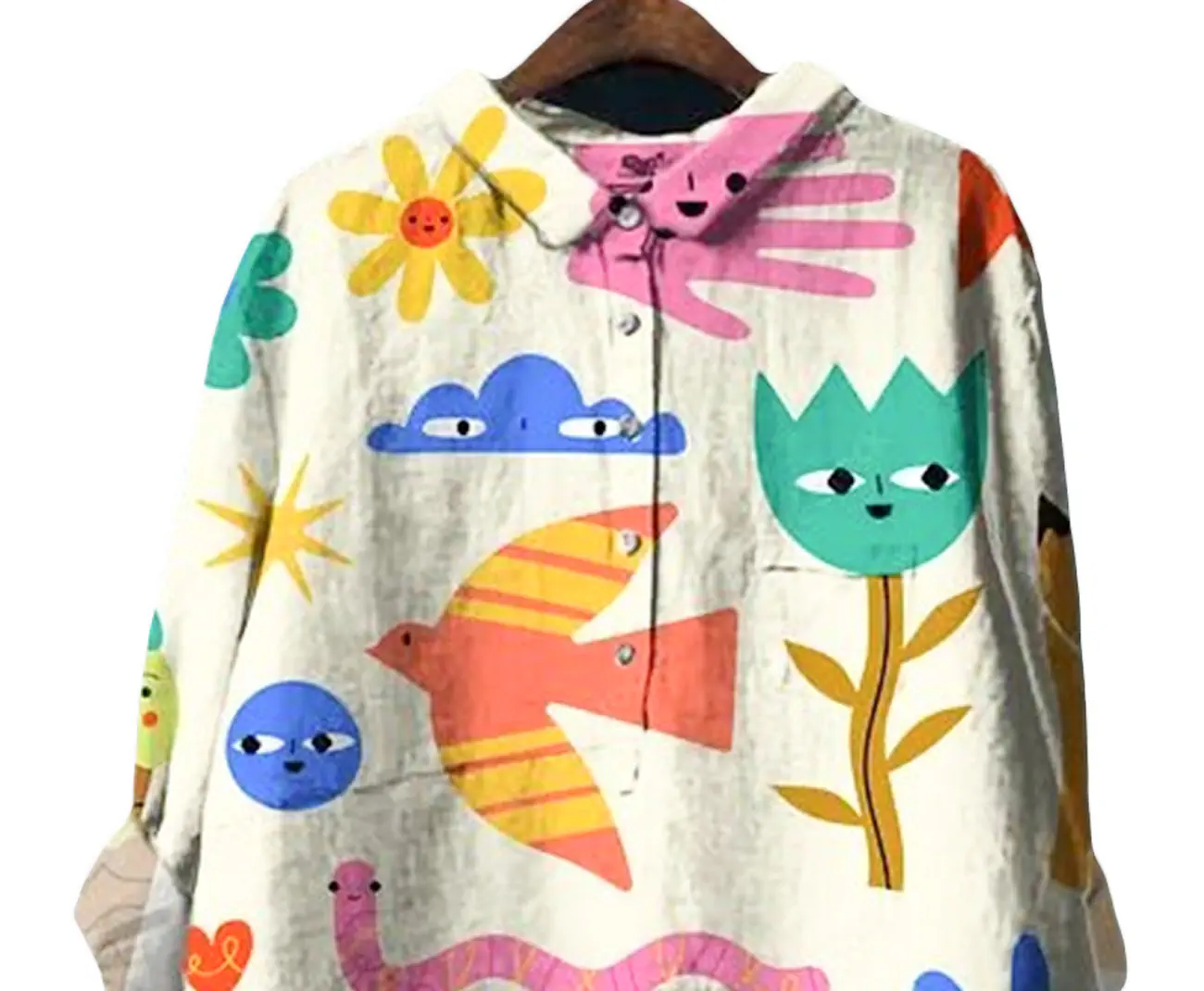 Abstract Printed Relaxed-Fit Shirt for Women | Poly-Cotton Button-Down Secondary image