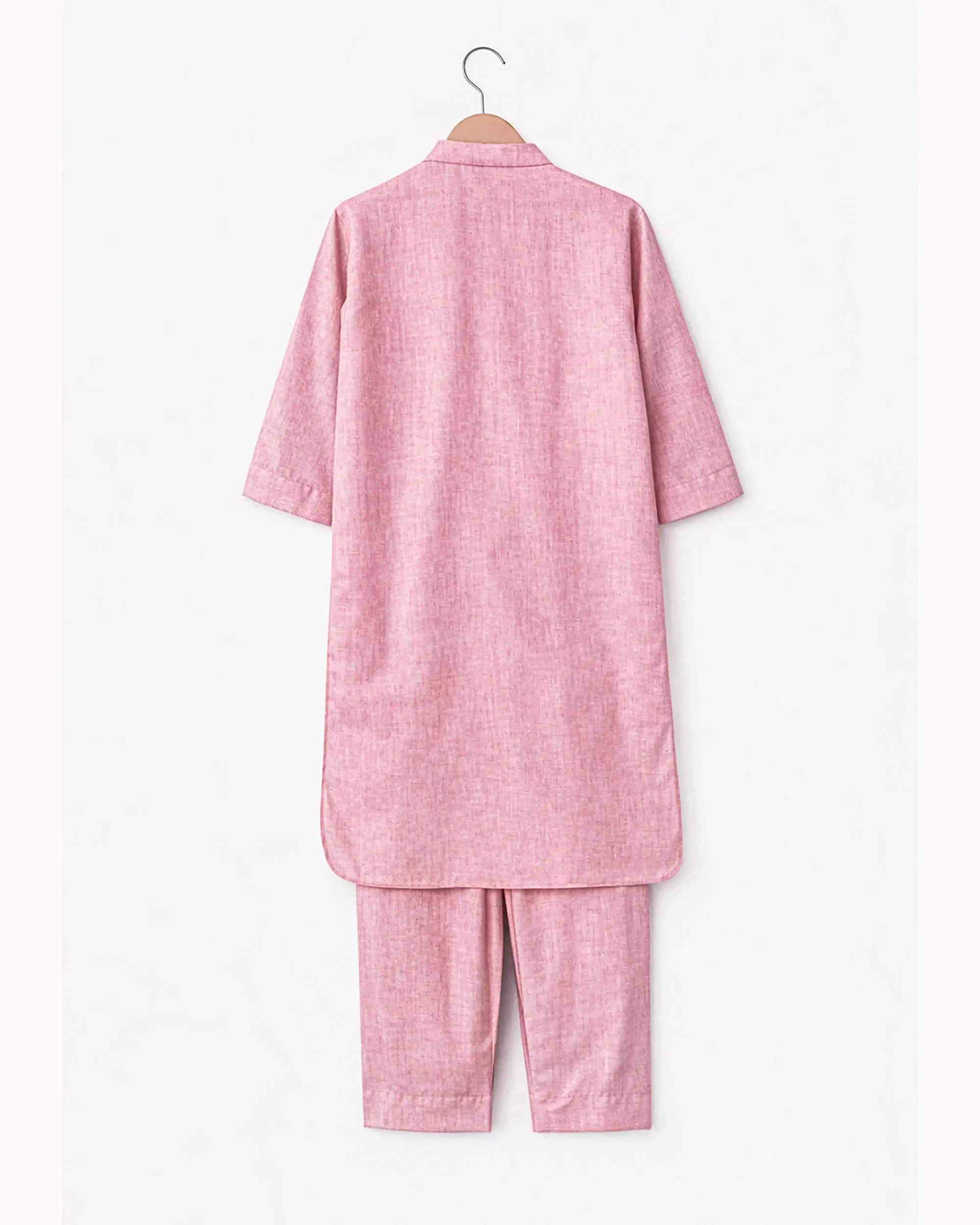 Powder Pink Linen Blend Kurta Co-ord Set for Women