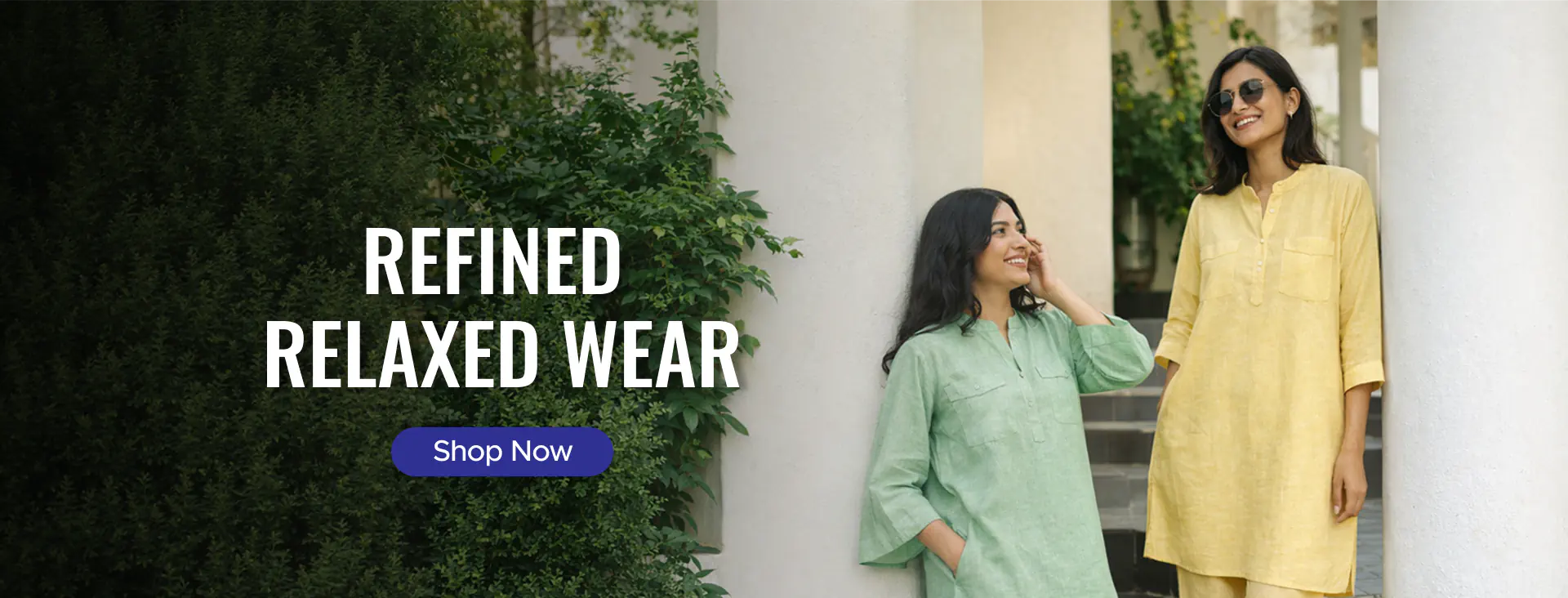 Two women wearing green and yellow co-ord sets